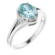 14K White Natural Sky Blue Topaz & .05 CTW Natural Diamond Ring