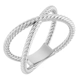 14K White Rope Criss-Cross Ring