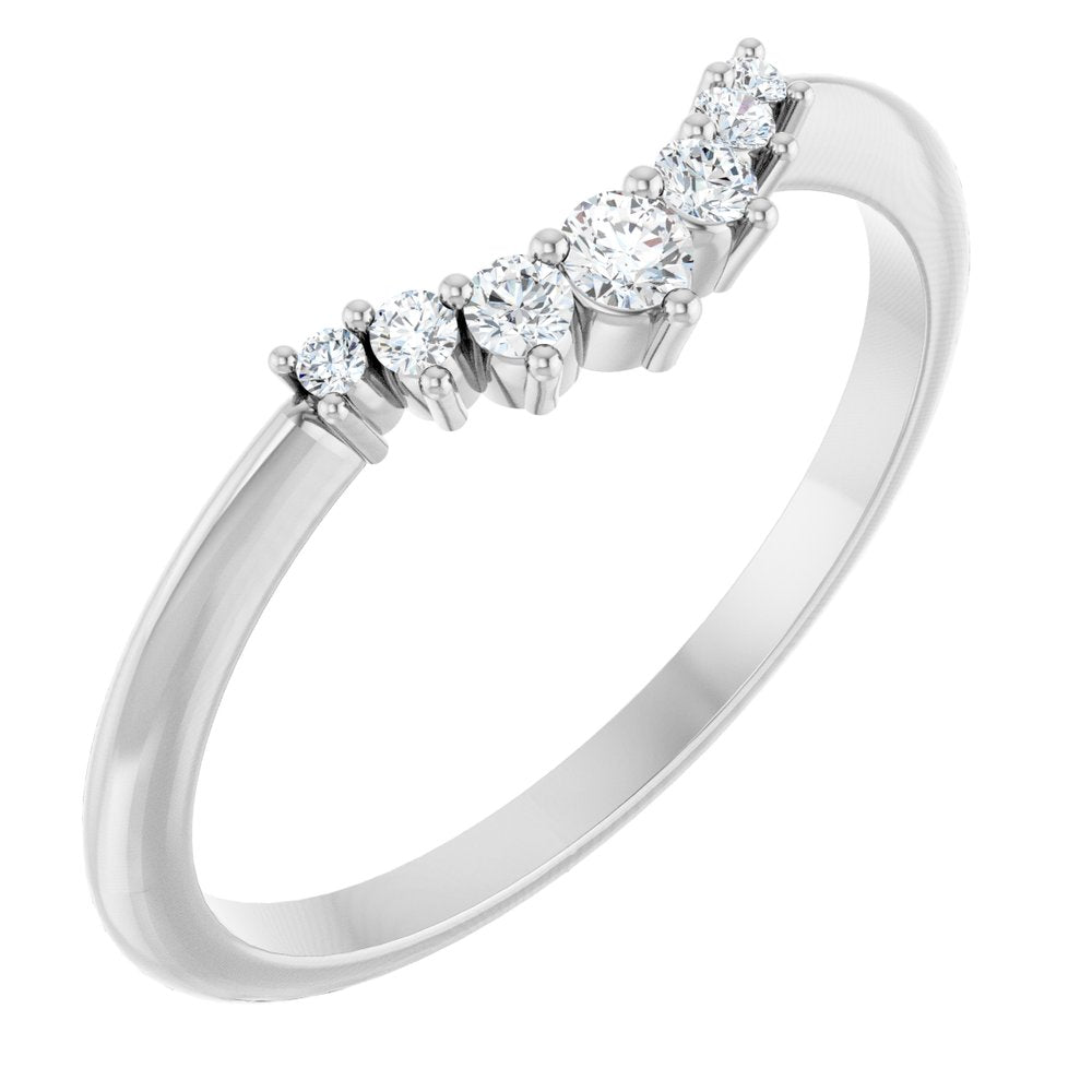 14K White 1/8 CTW Natural Diamond Contour Band