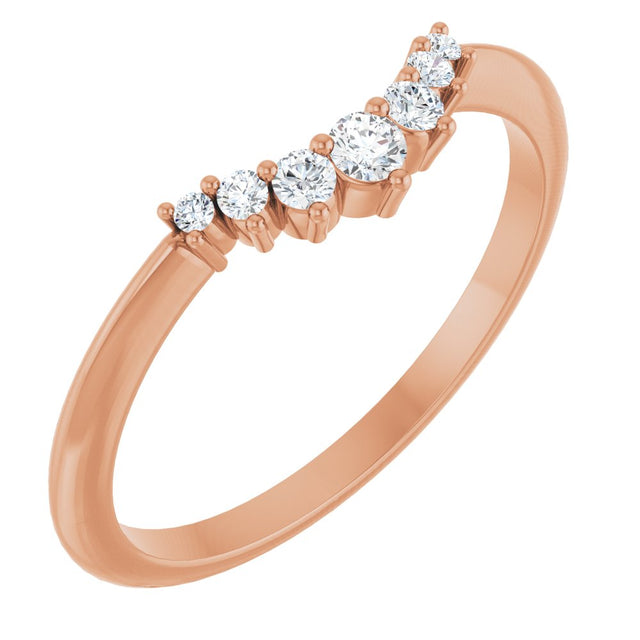 14K Rose 1/8 CTW Natural Diamond Contour Band