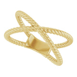 14K Yellow Rope Criss-Cross Ring