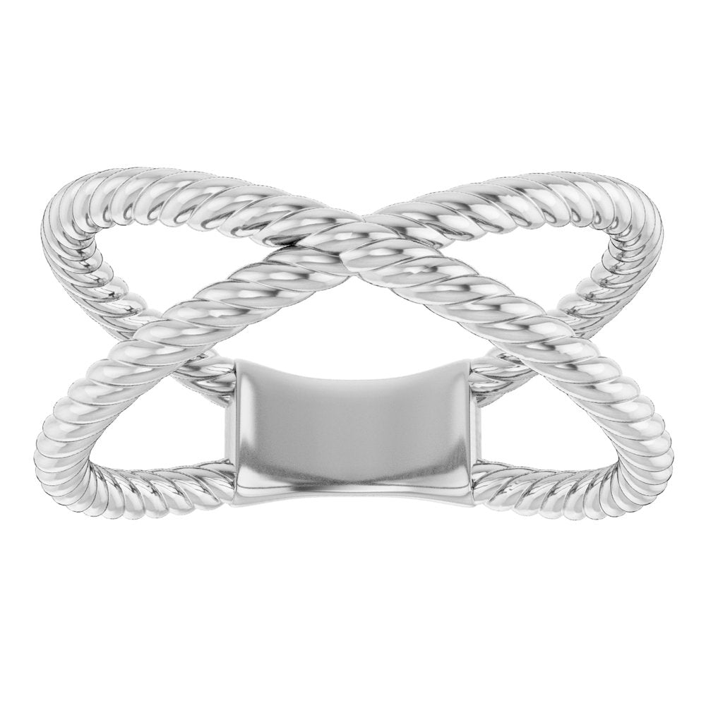 14K White Rope Criss-Cross Ring