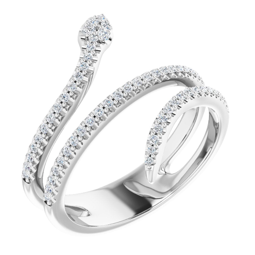 14K White 1/3 CTW Natural Diamond Snake Ring