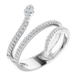 14K White 1/3 CTW Natural Diamond Snake Ring