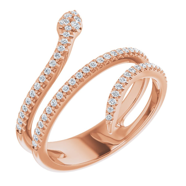 14K Rose 1/3 CTW Natural Diamond Snake Ring