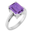 14K White Natural Amethyst Scroll Setting® Ring