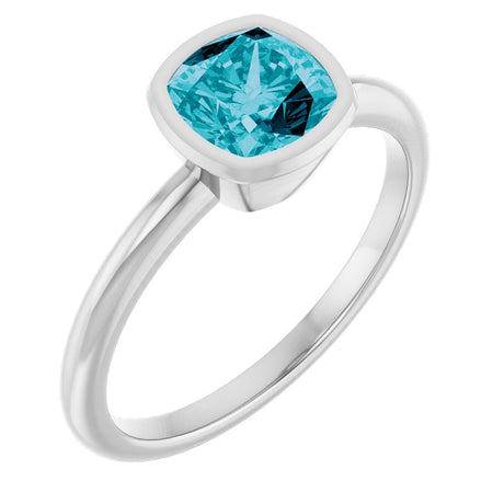 14K White Natural London Blue Topaz Ring