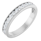 14K White 1/2 CTW Natural Diamond Milgrain Anniversary Band