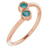 14K Rose Lab-Grown Alexandrite Two-Stone Ring