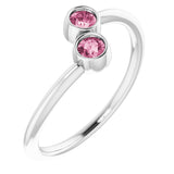 Sterling Silver Natural Pink Tourmaline Two-Stone Ring