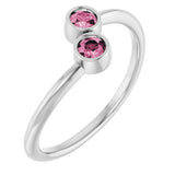14K White Gold Natural Pink Tourmaline Two-Stone Ring