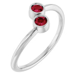 14K White Gold Natural Ruby Two-Stone Ring