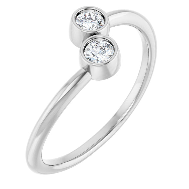 14K White Gold 1/5 CTW Natural Diamond Two-Stone Ring