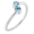 14K White Gold Natural Aquamarine Two-Stone Ring