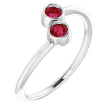 14K White Gold Natural Ruby Two-Stone Ring