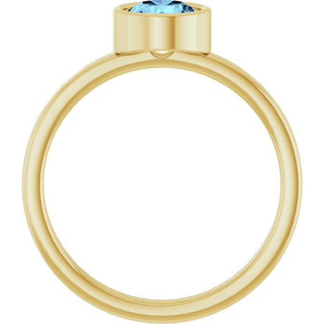 14K Yellow 6 mm Natural Aquamarine Ring