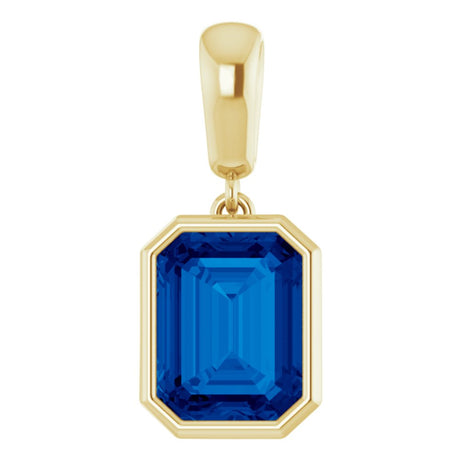 14K White Lab-Grown Blue Sapphire Pendant