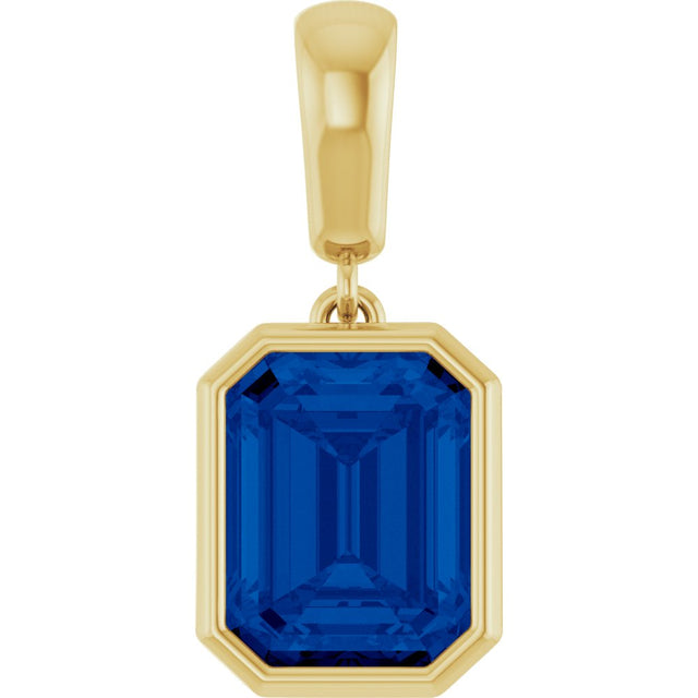 14K Yellow Gold Lab-Grown Blue Sapphire Charm/Pendant