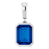 14K White Lab-Grown Blue Sapphire Pendant