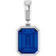 14K White Gold Lab-Grown Blue Sapphire Charm/Pendant