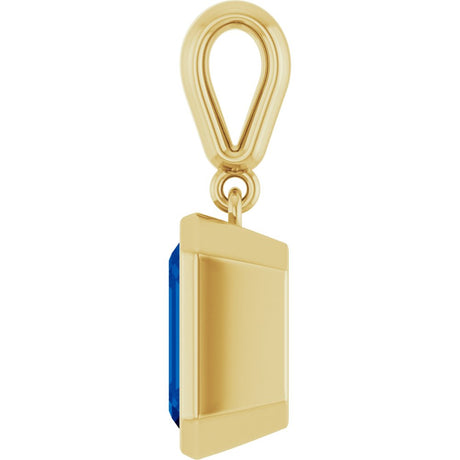 14K Yellow Gold Lab-Grown Blue Sapphire Charm/Pendant