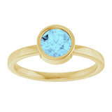 14K Yellow 6 mm Natural Aquamarine Ring