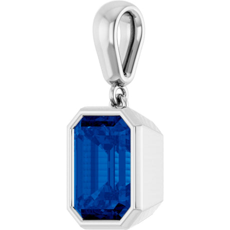 14K White Gold Lab-Grown Blue Sapphire Charm/Pendant