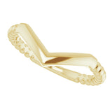 14K Yellow Stackable Beaded V-Ring