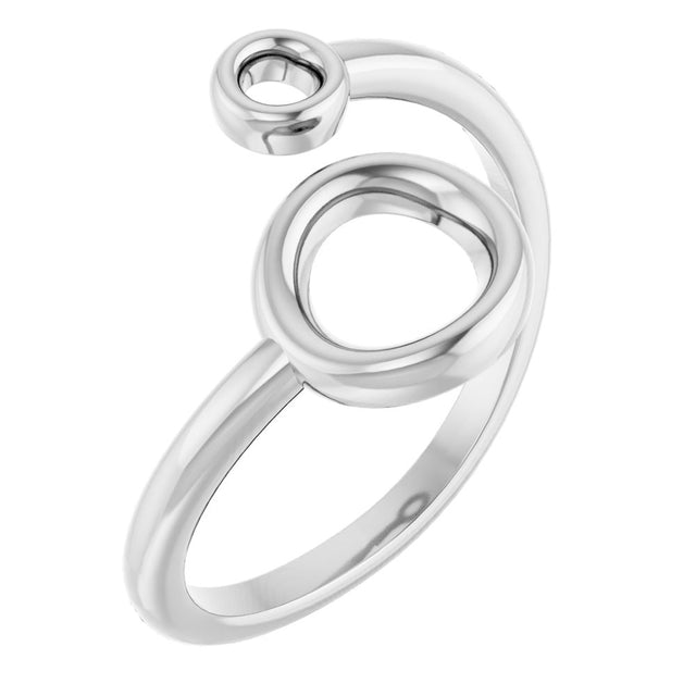 Sterling Silver Double Circle Bypass Ring 