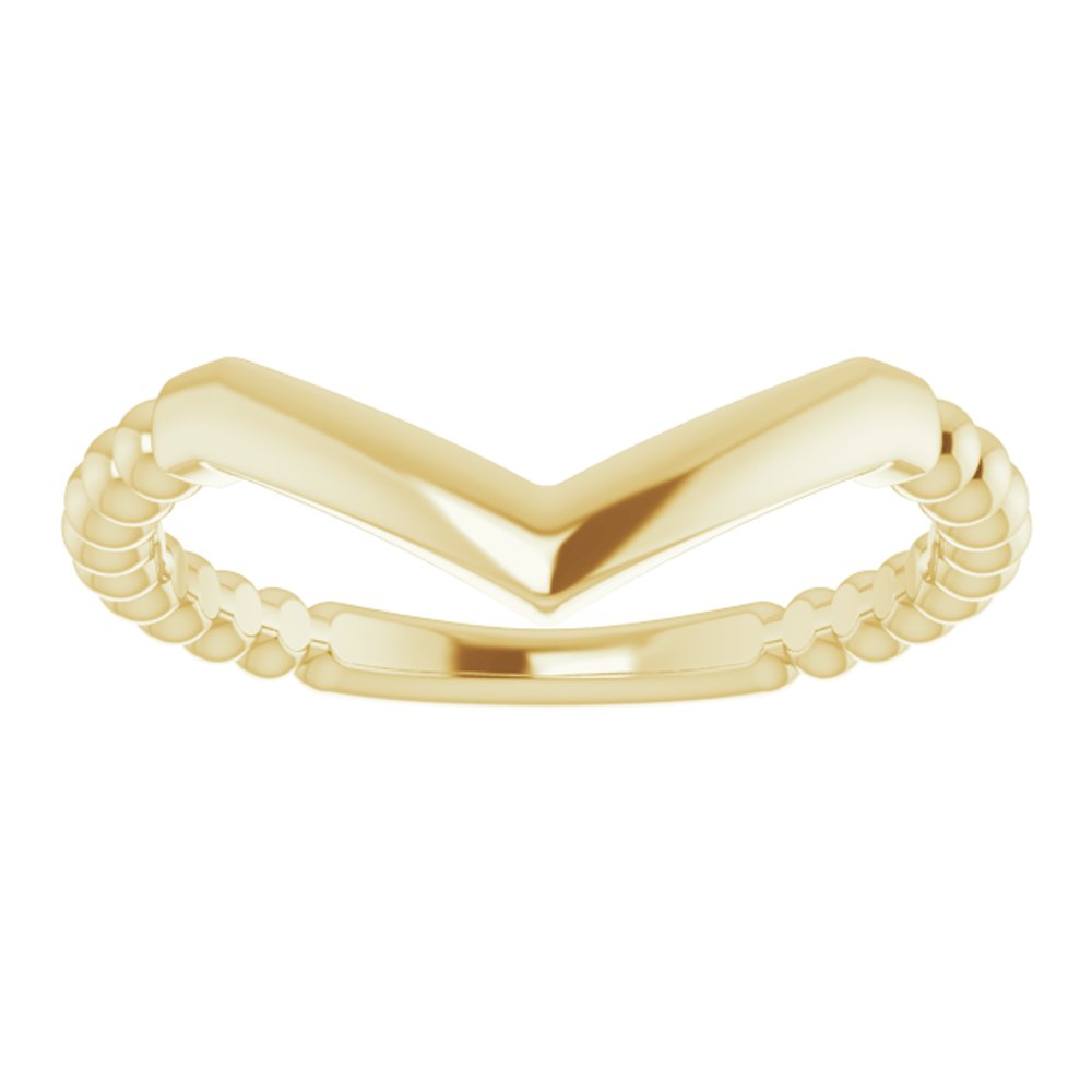 14K Yellow Stackable Beaded V-Ring