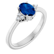 Sterling Silver Lab-Grown Blue Sapphire and .05 CTW Lab-Grown Diamond Ring
