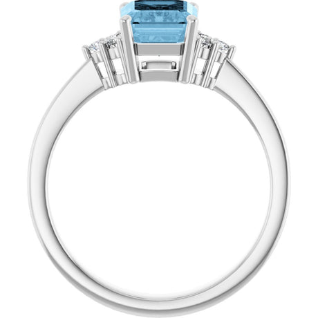 Sterling Silver Natural Sky Blue Topaz  and 1/10 CTW Lab-Grown Diamond Ring
