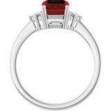 14K White Gold Natural Mozambique Garnet and 1/10 CTW Lab-Grown Diamond Ring