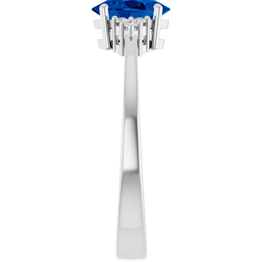 Sterling Silver Lab-Grown Blue Sapphire and .05 CTW Lab-Grown Diamond Ring