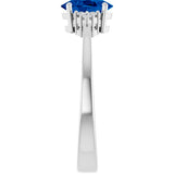 Sterling Silver Lab-Grown Blue Sapphire and .05 CTW Lab-Grown Diamond Ring