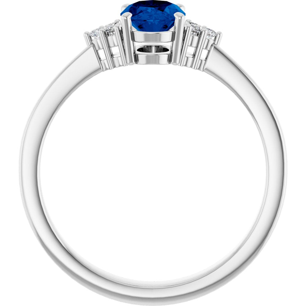 Sterling Silver Lab-Grown Blue Sapphire and .05 CTW Lab-Grown Diamond Ring
