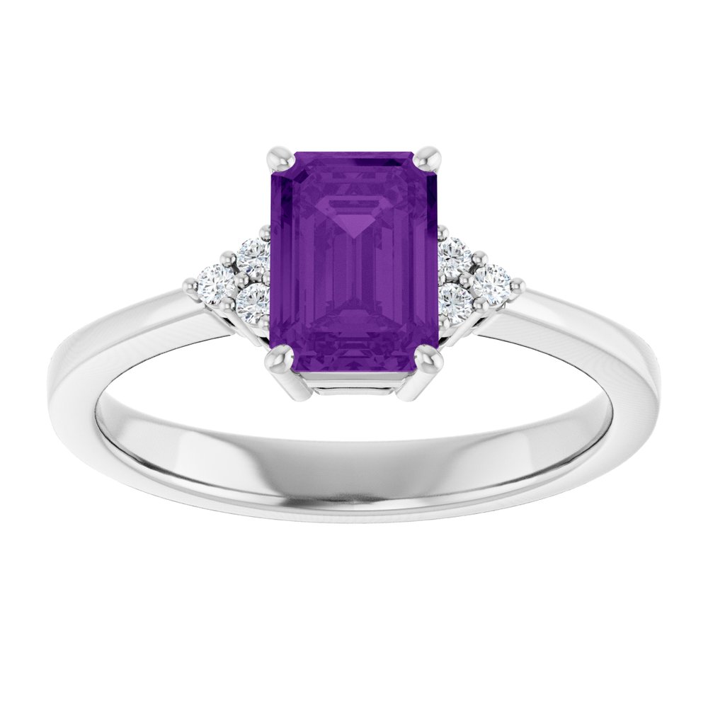 Sterling Silver Natural Amethyst and .05 CTW Lab-Grown Diamond Ring