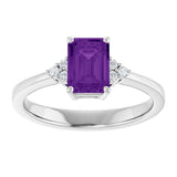 Sterling Silver Natural Amethyst and .05 CTW Lab-Grown Diamond Ring