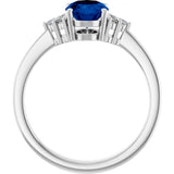 14K White Gold Lab-Grown Blue Sapphire and 1/10 CTW Lab-Grown Diamond Ring