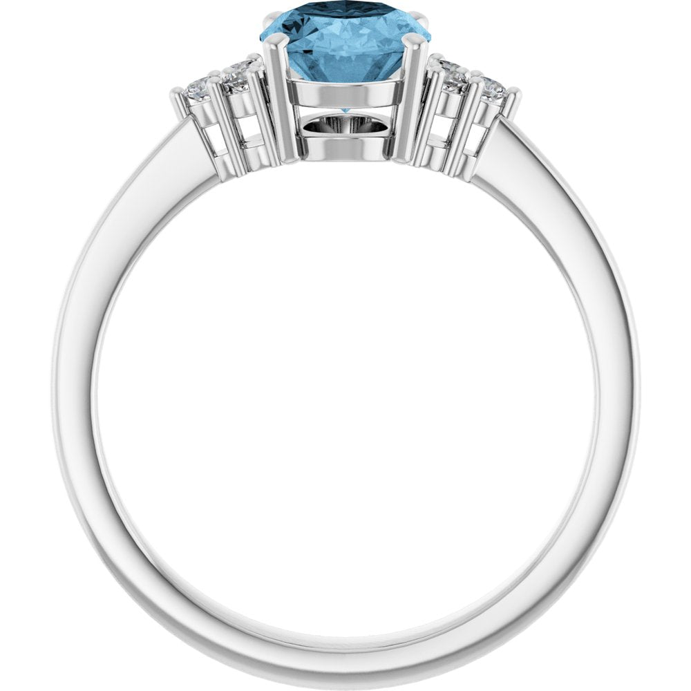 14K White Gold Natural Sky Blue Topaz  and 1/10 CTW Lab-Grown Diamond Ring
