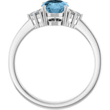 14K White Gold Natural Sky Blue Topaz  and 1/10 CTW Lab-Grown Diamond Ring