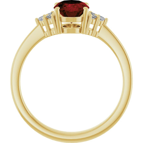 14K Yellow Gold Natural Mozambique Garnet and 1/10 CTW Lab-Grown Diamond Ring