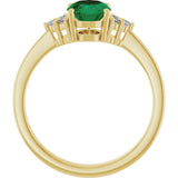 14K Yellow Gold Lab-Grown Emerald and 1/10 CTW Lab-Grown Diamond Ring