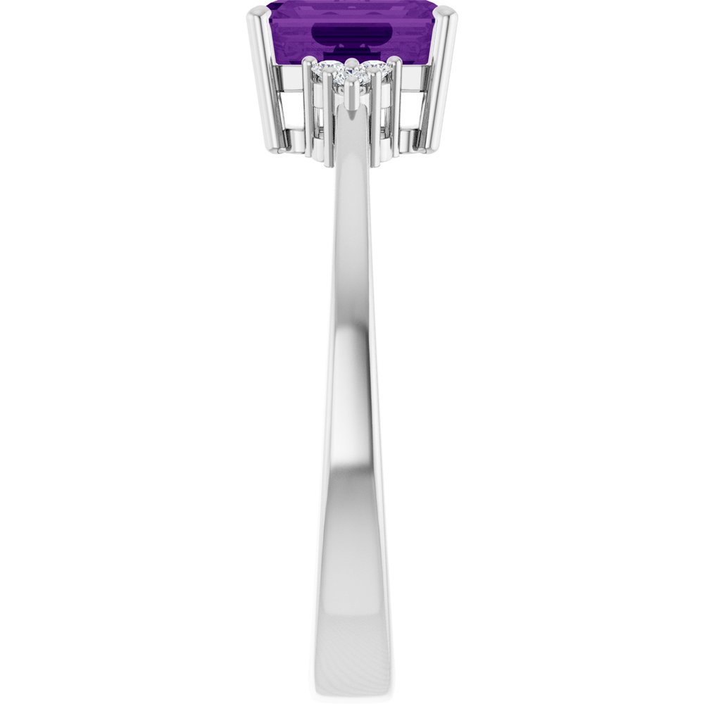 Sterling Silver Natural Amethyst and .05 CTW Lab-Grown Diamond Ring