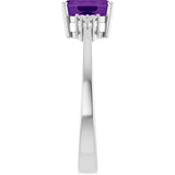 Sterling Silver Natural Amethyst and .05 CTW Lab-Grown Diamond Ring