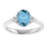 14K White Gold Natural Sky Blue Topaz  and 1/10 CTW Lab-Grown Diamond Ring