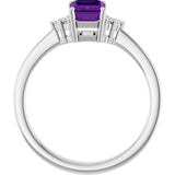Sterling Silver Natural Amethyst and .05 CTW Lab-Grown Diamond Ring