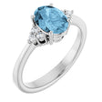 14K White Gold Natural Sky Blue Topaz  and 1/10 CTW Lab-Grown Diamond Ring