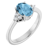 14K White Gold Natural Sky Blue Topaz  and 1/10 CTW Lab-Grown Diamond Ring