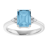 Sterling Silver Natural Sky Blue Topaz  and 1/10 CTW Lab-Grown Diamond Ring